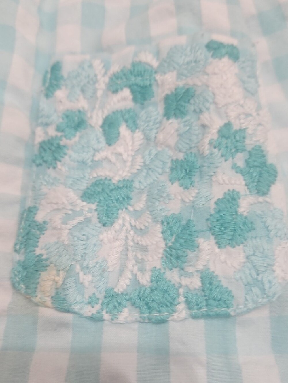 Girls' Light Blue Gingham Casual Dress with Floral Embroidery - Picture 5 of 8